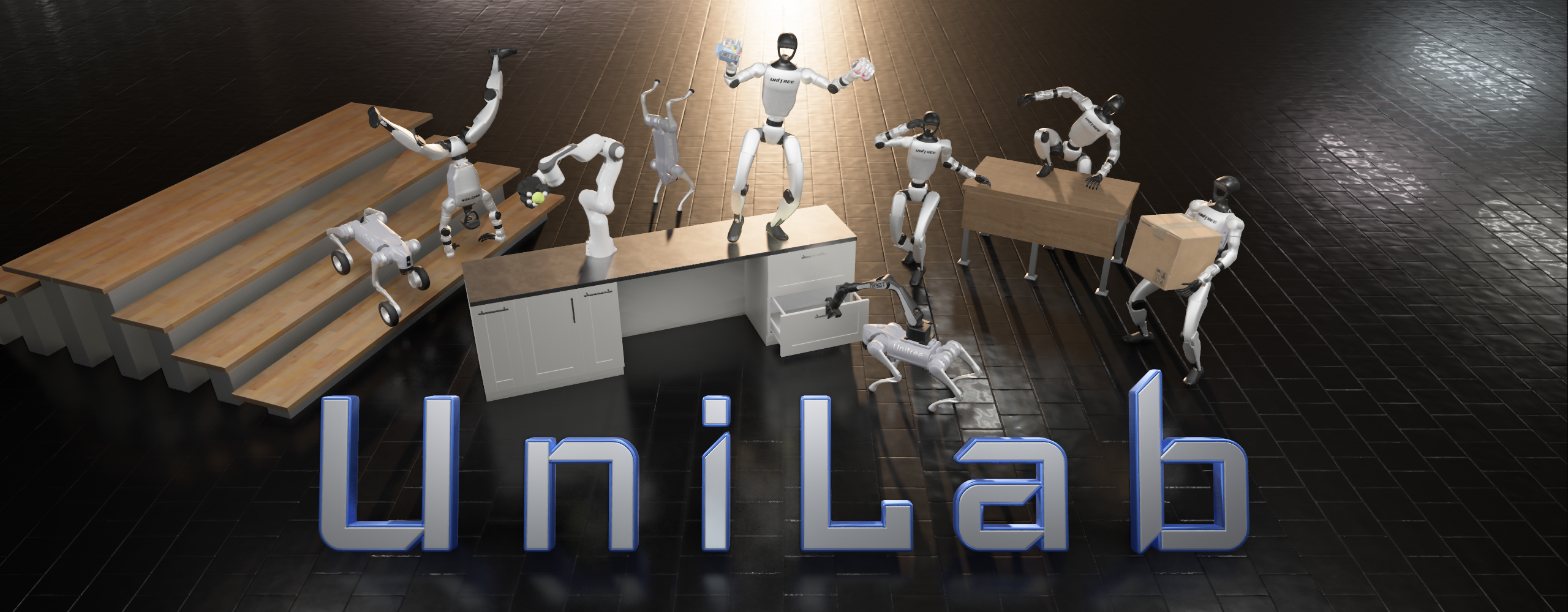 UniLab teaser: representative robot-control tasks